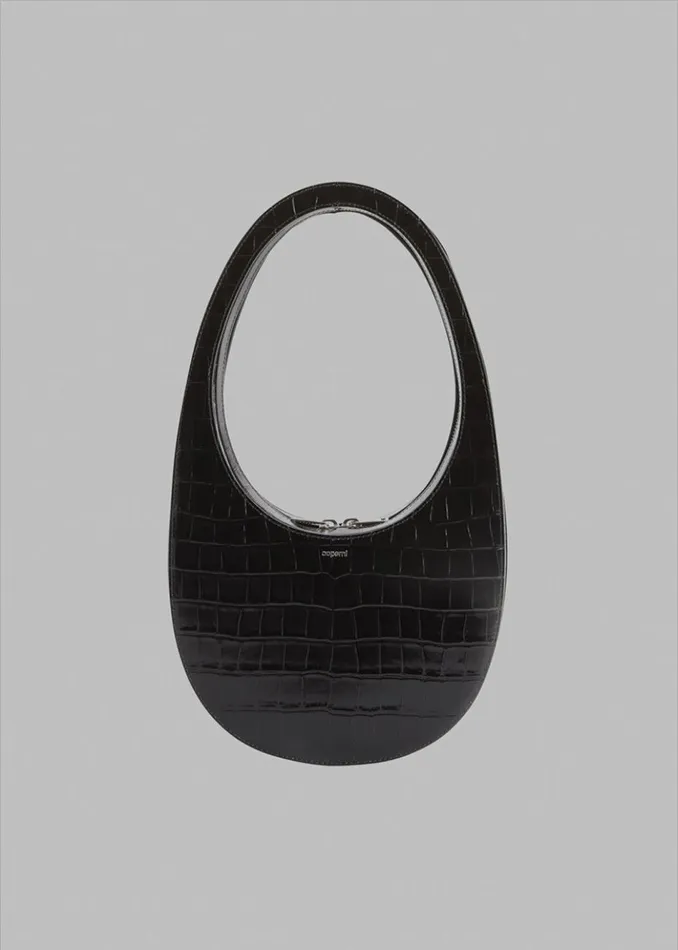 Women The Frankie Shop Accessories Coperni Croco Crossbody Swipe Bag Black