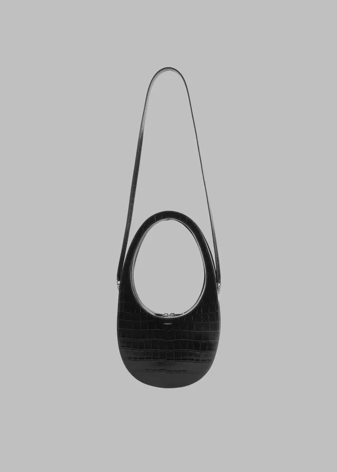 Women The Frankie Shop Accessories Coperni Croco Crossbody Swipe Bag Black