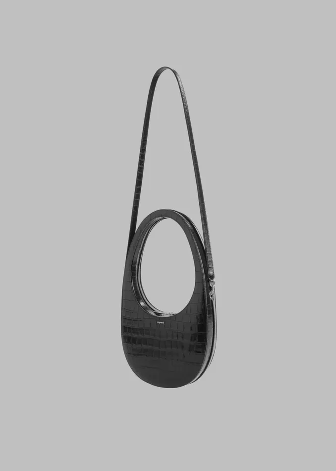 Women The Frankie Shop Accessories Coperni Croco Crossbody Swipe Bag Black