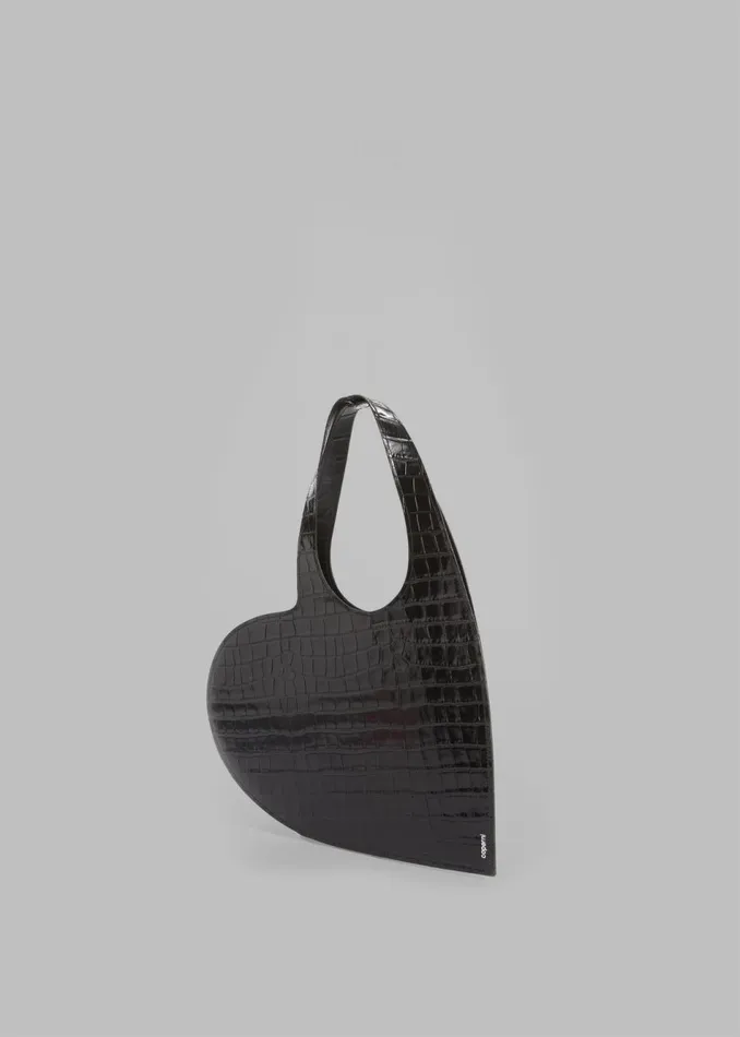 Women The Frankie Shop Accessories Coperni Croco Mini Heart Tote Bag Black