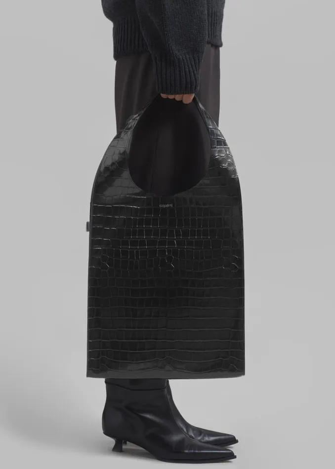Women The Frankie Shop Accessories Coperni Croco Swipe Tote Bag Black