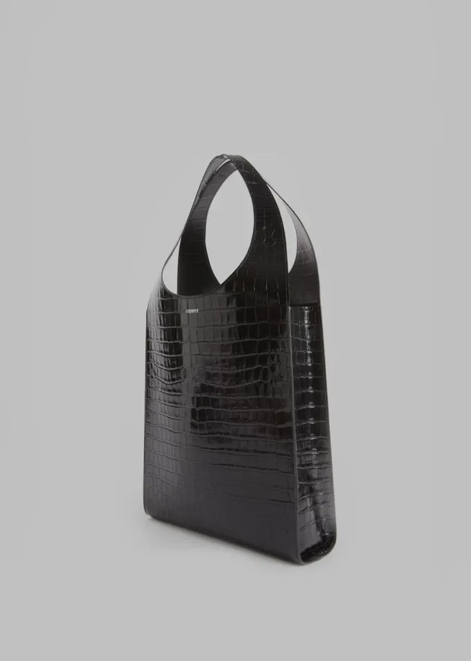 Women The Frankie Shop Accessories Coperni Croco Swipe Tote Bag Black