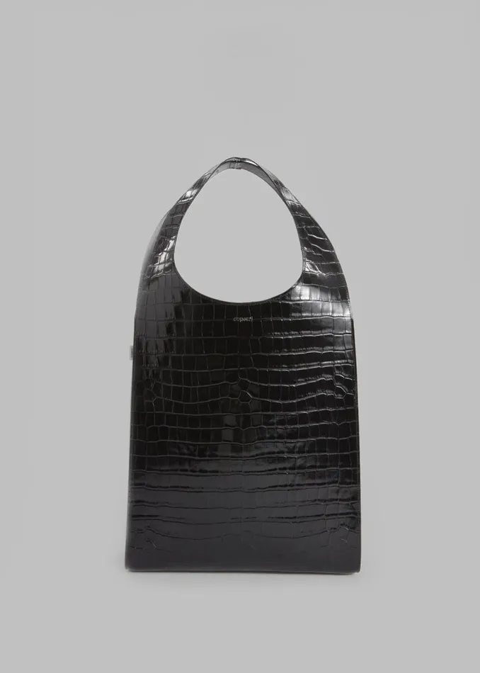 Women The Frankie Shop Accessories Coperni Croco Swipe Tote Bag Black