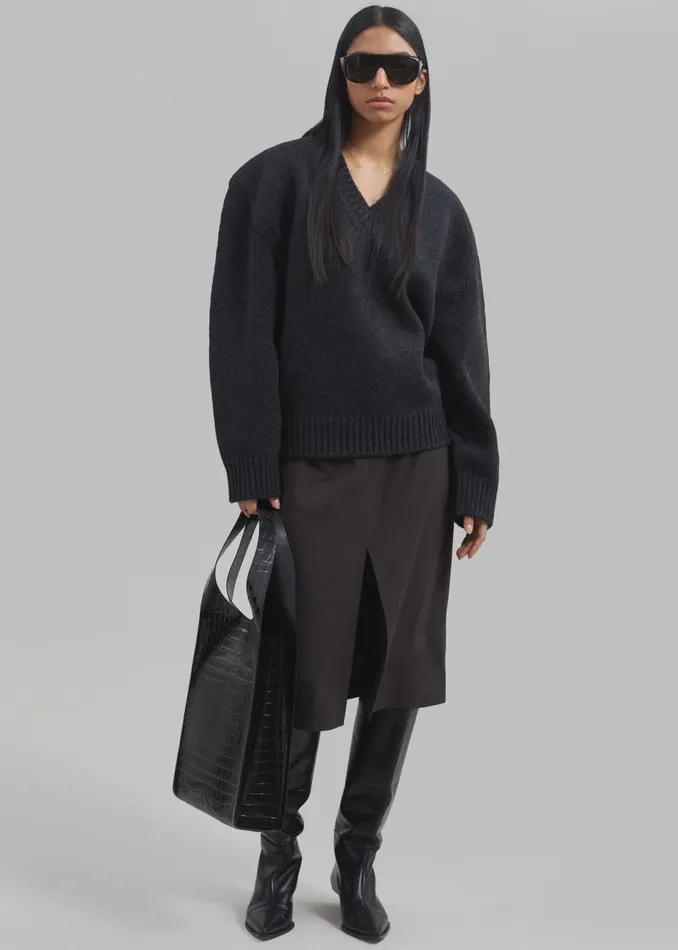 Women The Frankie Shop Accessories Coperni Croco Swipe Tote Bag Black