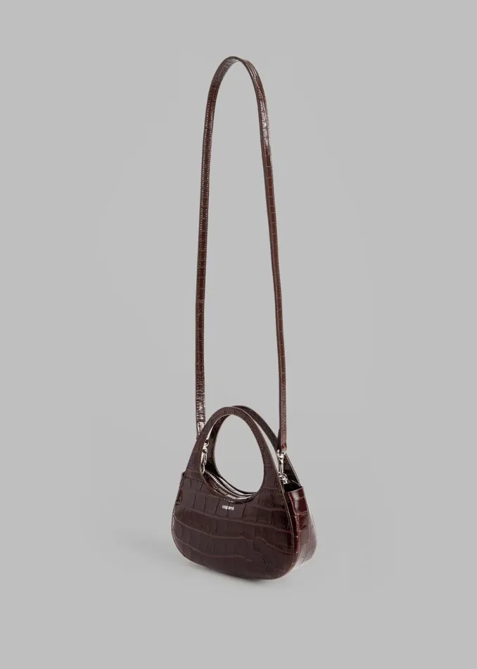 Women The Frankie Shop Accessories Coperni Crocodile Micro Baguette Swipe Bag Brown