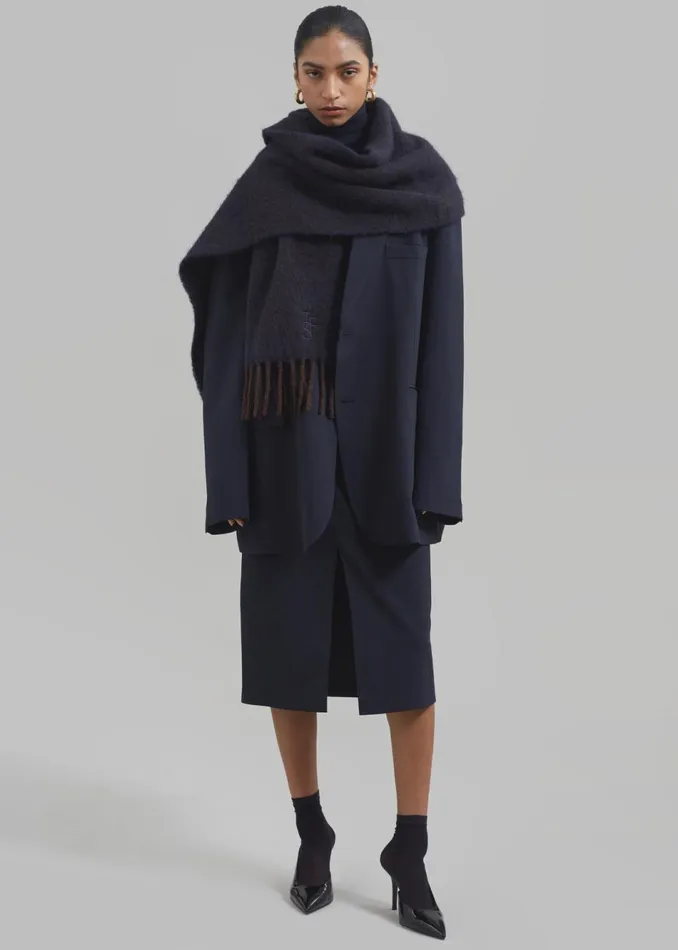 Women The Frankie Shop Accessories Etta Wool Scarf Navy