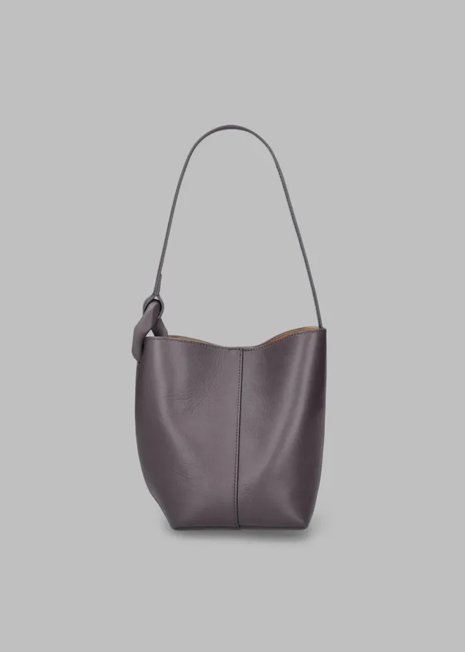 Women The Frankie Shop Accessories JW Anderson JWA Corner Leather Bucket Bag Deep Mauve Women The Frankie Shop Accessories JW Anderson JWA Corner Leather Bucket Bag Deep Mauve