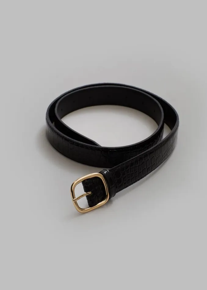 Women The Frankie Shop Accessories Kyron CrocEffect Belt Black