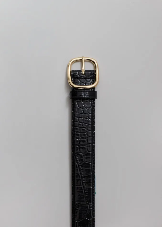 Women The Frankie Shop Accessories Kyron CrocEffect Belt Black