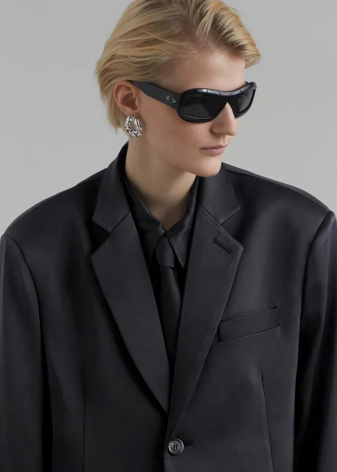 Women The Frankie Shop Accessories Leo Satin Tie Black