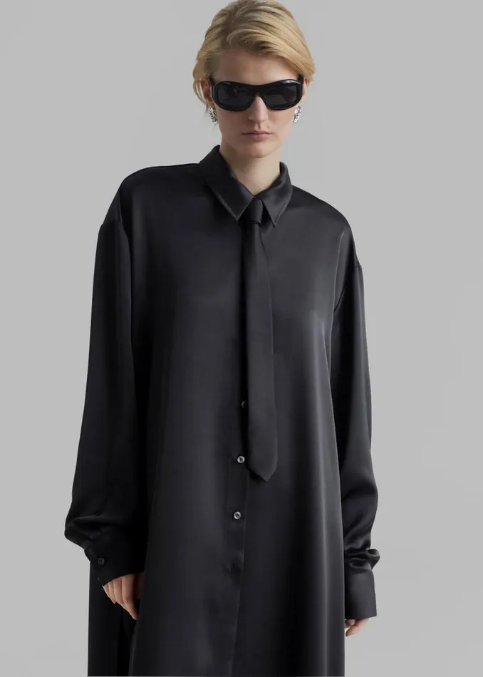 Women The Frankie Shop Accessories Leo Satin Tie Black