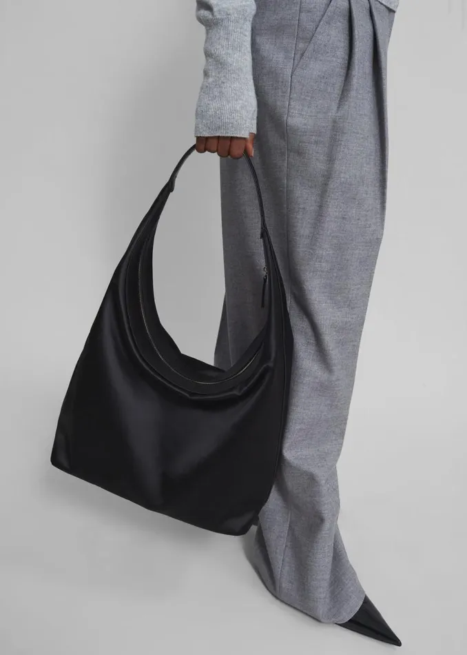 Women The Frankie Shop Accessories Loulou Studio Alegrina Satin Hobo Bag Black