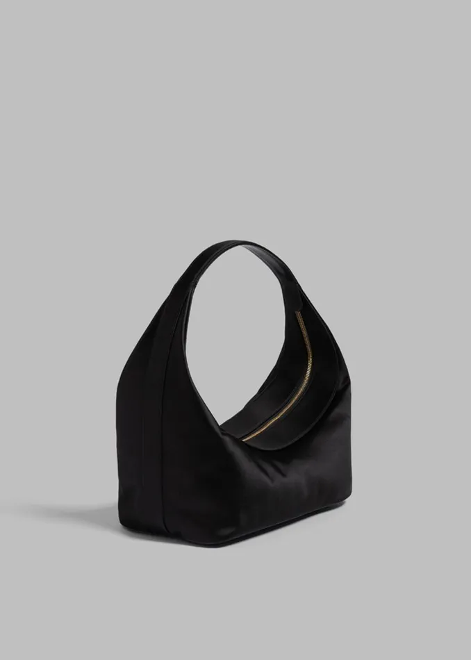 Women The Frankie Shop Accessories Loulou Studio Tania Satin Shoulder Bag Black