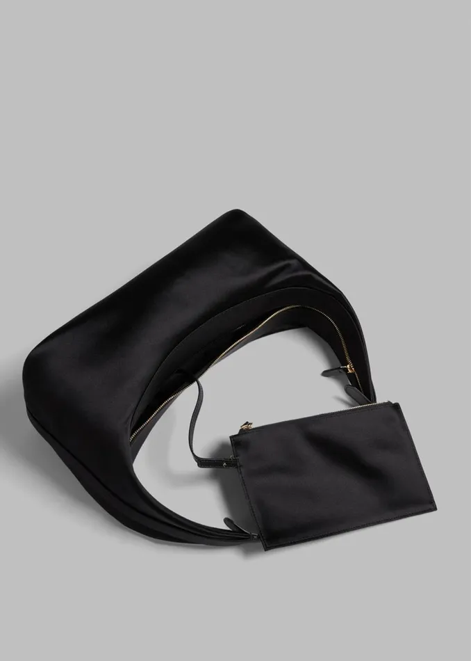 Women The Frankie Shop Accessories Loulou Studio Tania Satin Shoulder Bag Black