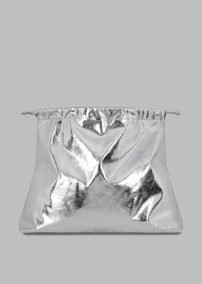 Women The Frankie Shop Accessories Morgan Faux Leather Large Pouch Silver