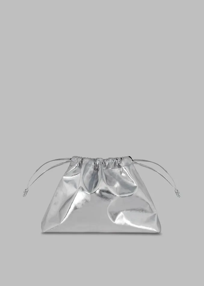Women The Frankie Shop Accessories Morgan Faux Leather Small Pouch Silver