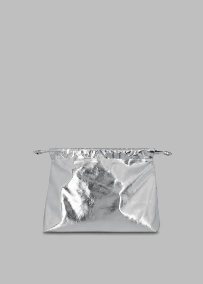Women The Frankie Shop Accessories Morgan Faux Leather Small Pouch Silver