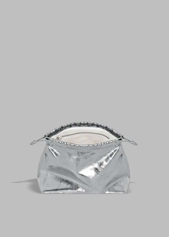 Women The Frankie Shop Accessories Morgan Faux Leather Small Pouch Silver