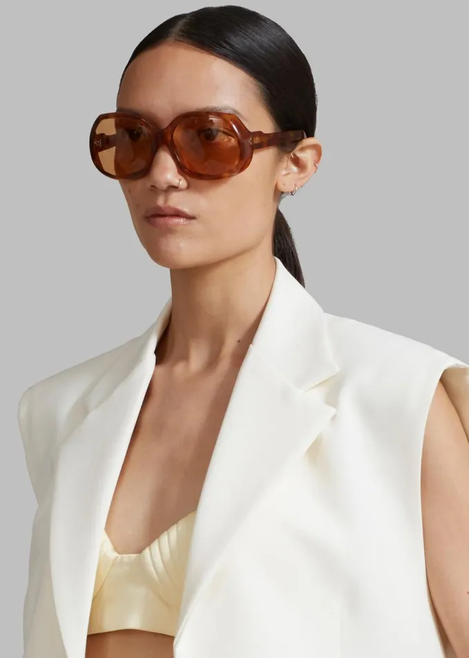 Women The Frankie Shop Accessories Port Tanger Yamina Sunglasses Oliban Acetate Amber Lens
