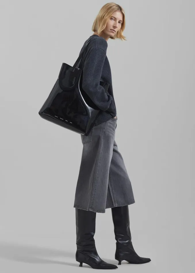 Women The Frankie Shop Accessories Proenza Schouler White Label Walker Patent Tote Bag Black Women The Frankie Shop Accessories Proenza Schouler White Label Walker Patent Tote Bag Black