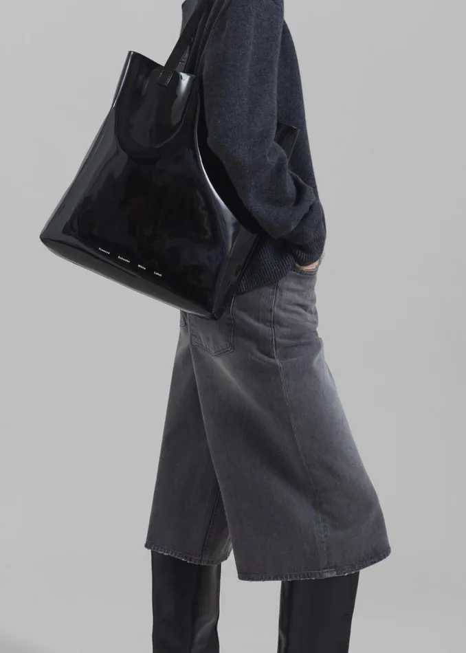 Women The Frankie Shop Accessories Proenza Schouler White Label Walker Patent Tote Bag Black