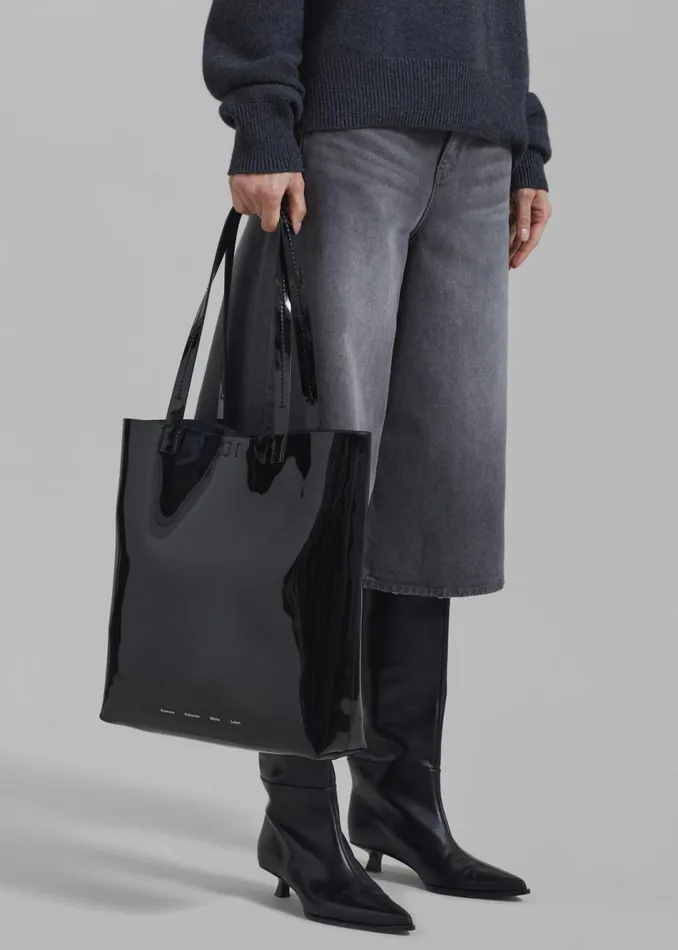 Women The Frankie Shop Accessories Proenza Schouler White Label Walker Patent Tote Bag Black