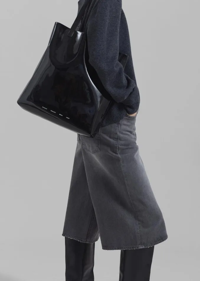 Women The Frankie Shop Accessories Proenza Schouler White Label Walker Patent Tote Bag Black