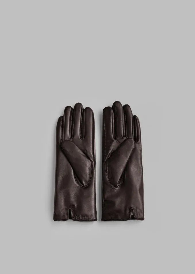 Women The Frankie Shop Accessories Ruby Leather Gloves Dark Brown