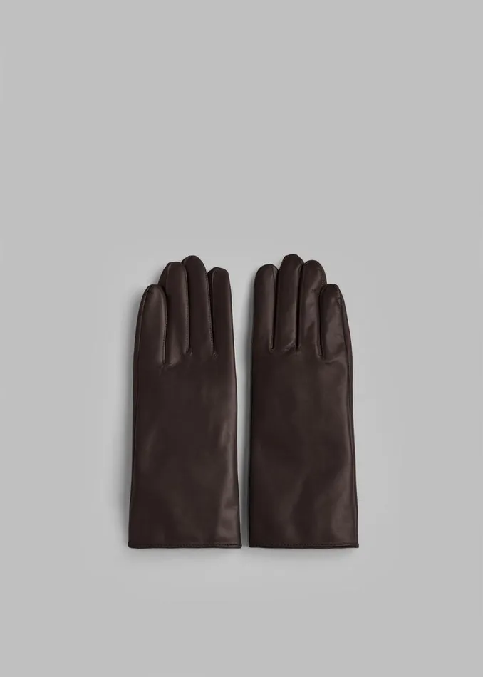 Women The Frankie Shop Accessories Ruby Leather Gloves Dark Brown