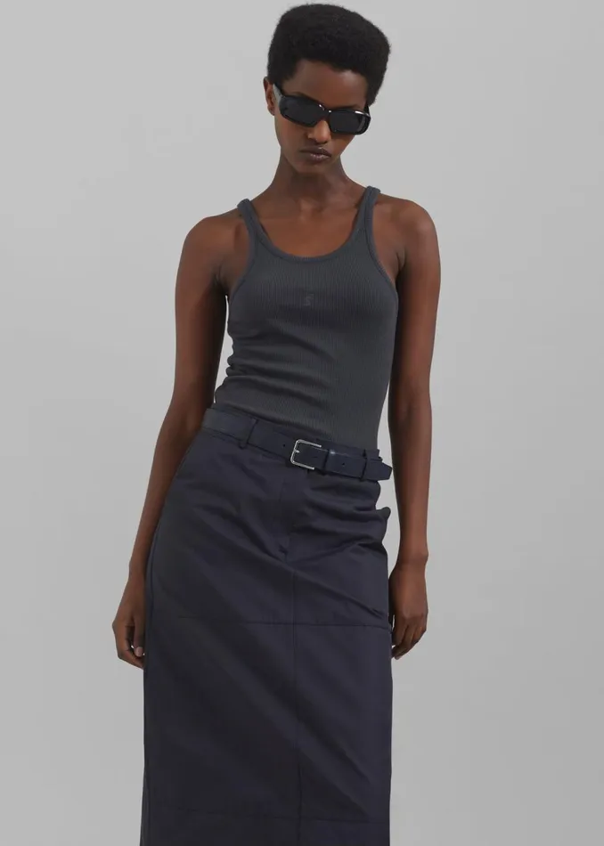Women The Frankie Shop Accessories Toni Leather Belt Dark Navy