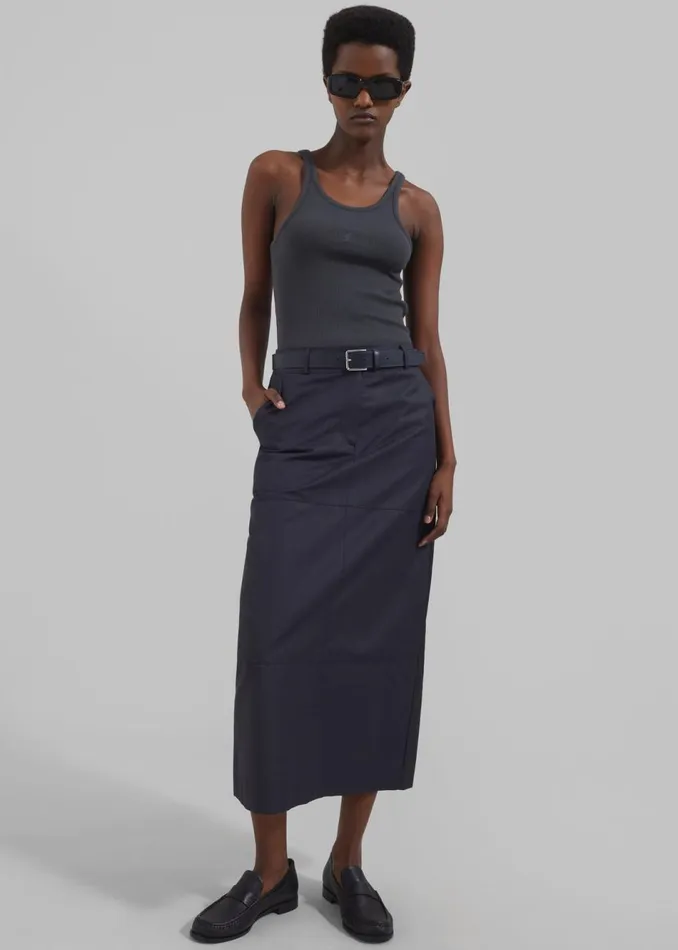 Women The Frankie Shop Accessories Toni Leather Belt Dark Navy
