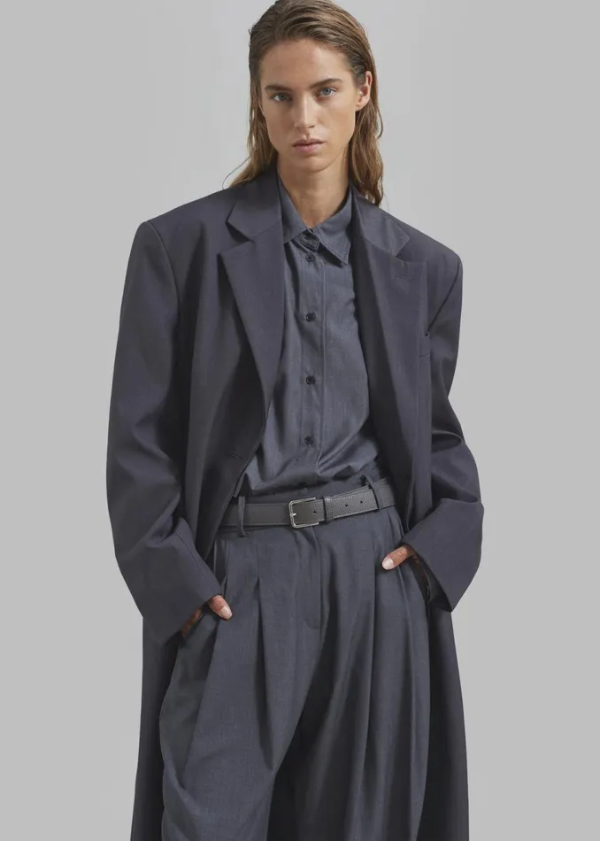 Women The Frankie Shop Accessories Toni Pebbled Leather Belt Grey