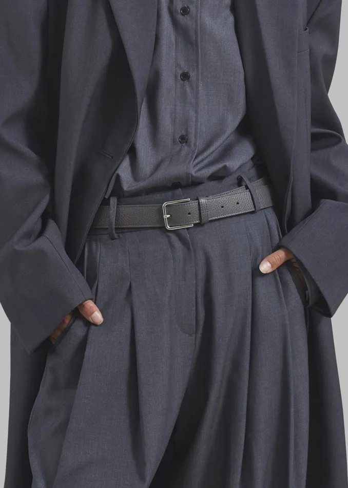 Women The Frankie Shop Accessories Toni Pebbled Leather Belt Grey