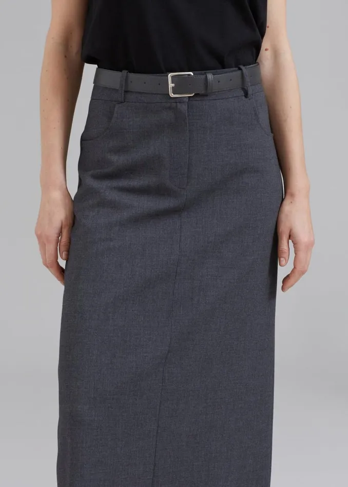 Women The Frankie Shop Accessories Toni Pebbled Leather Belt Grey