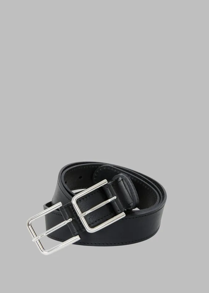 Women The Frankie Shop Accessories Willow Double Buckle Leather Belt Black