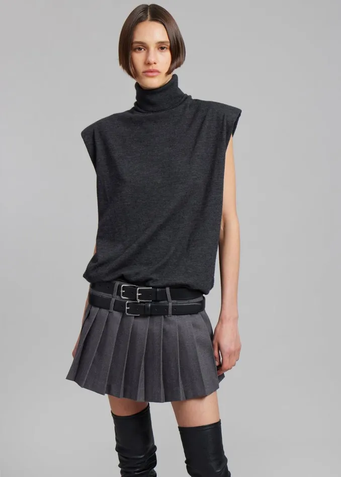 Women The Frankie Shop Accessories Willow Double Buckle Leather Belt Black