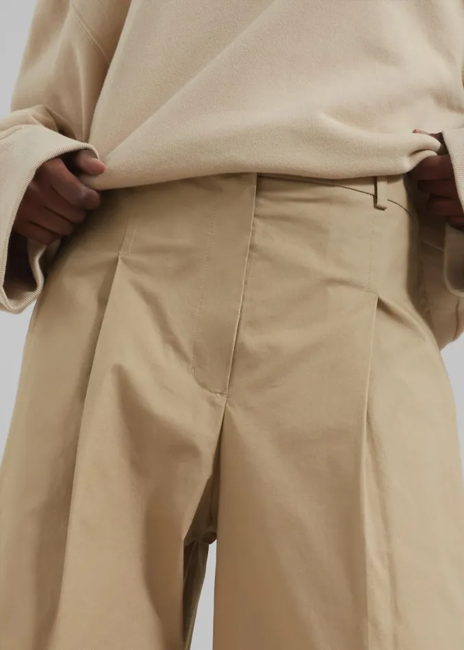 Women The Frankie Shop Bottoms 31 Phillip Lim Double Pleated Wide Leg Trousers Khaki