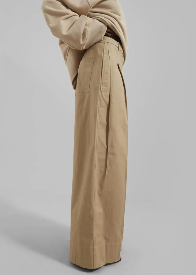 Women The Frankie Shop Bottoms 31 Phillip Lim Double Pleated Wide Leg Trousers Khaki