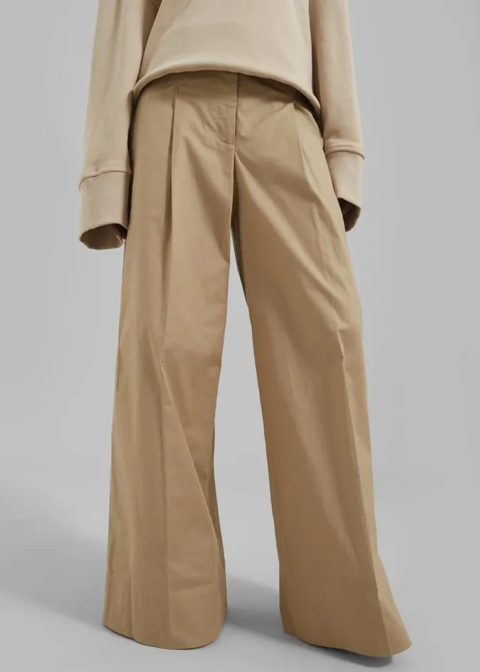 Women The Frankie Shop Bottoms 31 Phillip Lim Double Pleated Wide Leg Trousers Khaki