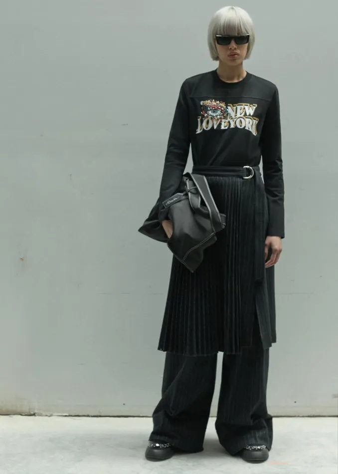 Women The Frankie Shop Bottoms 31 Phillip Lim Flannel Pleated Wrap Skirt W DRing Midnightkhaki S