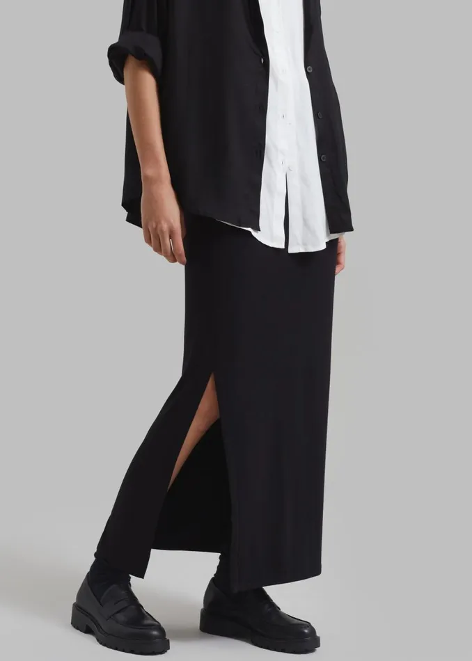 Women The Frankie Shop Bottoms Abigail Side Slit Maxi Skirt Black