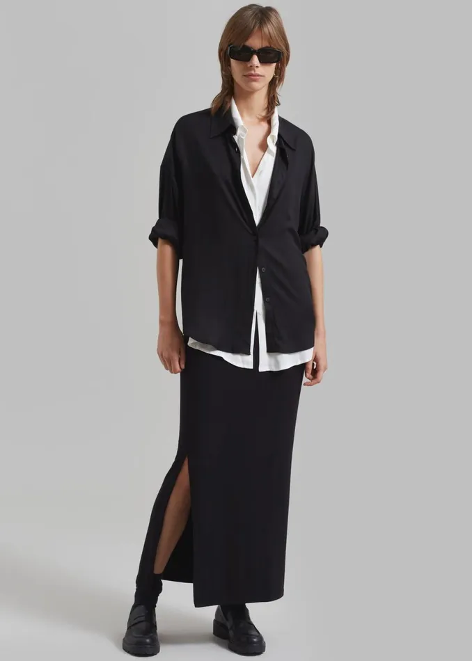 Women The Frankie Shop Bottoms Abigail Side Slit Maxi Skirt Black