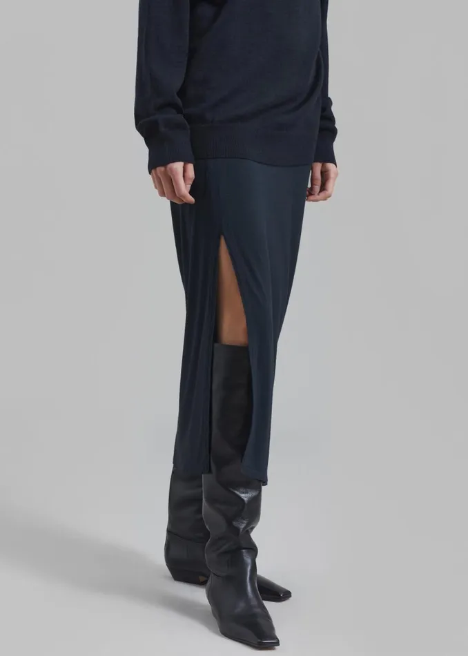 Women The Frankie Shop Bottoms Abigail Side Slit Maxi Skirt Navy
