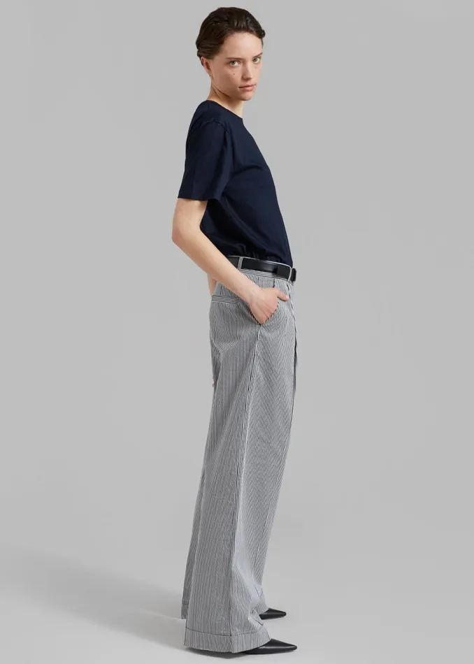 Women The Frankie Shop Bottoms Addison Pants Black Stripe
