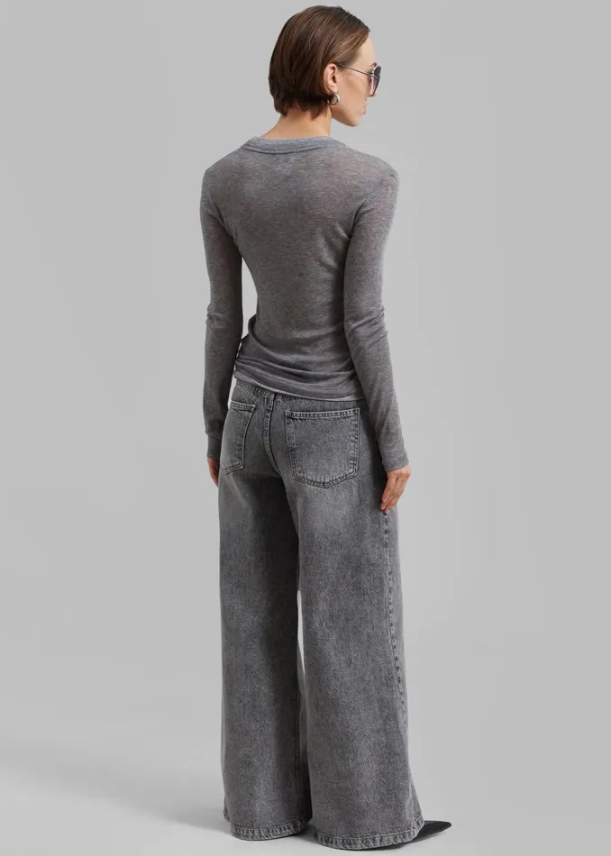 Women The Frankie Shop Bottoms Alani Wide Leg Jeans Black Wash