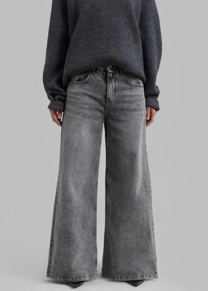 Women The Frankie Shop Bottoms Alani Wide Leg Jeans Black Wash