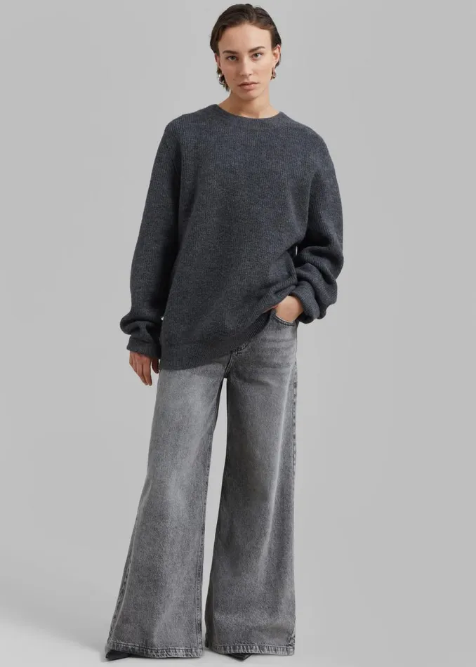 Women The Frankie Shop Bottoms Alani Wide Leg Jeans Black Wash