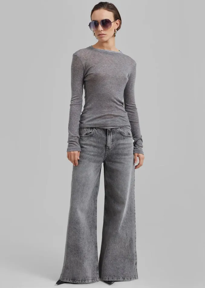 Women The Frankie Shop Bottoms Alani Wide Leg Jeans Black Wash