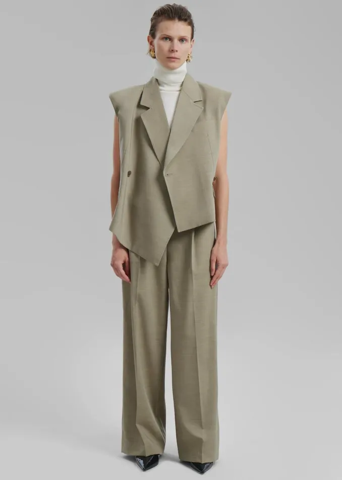 Women The Frankie Shop Bottoms Alia Wide Leg Trousers Beige