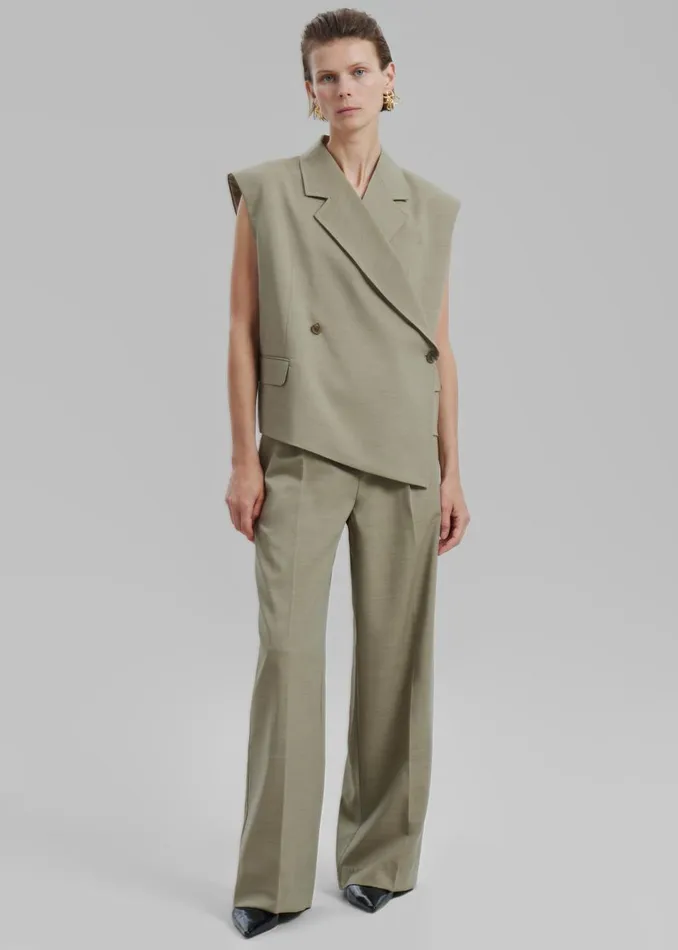 Women The Frankie Shop Bottoms Alia Wide Leg Trousers Beige